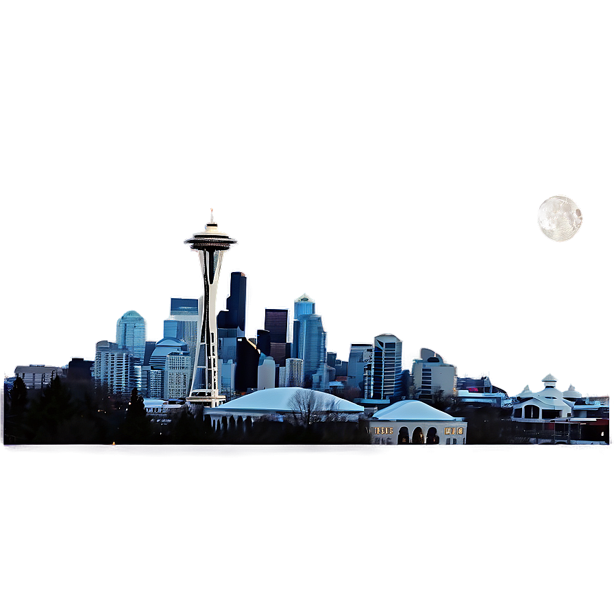 Seattle Skyline With Full Moon Png 98 PNG