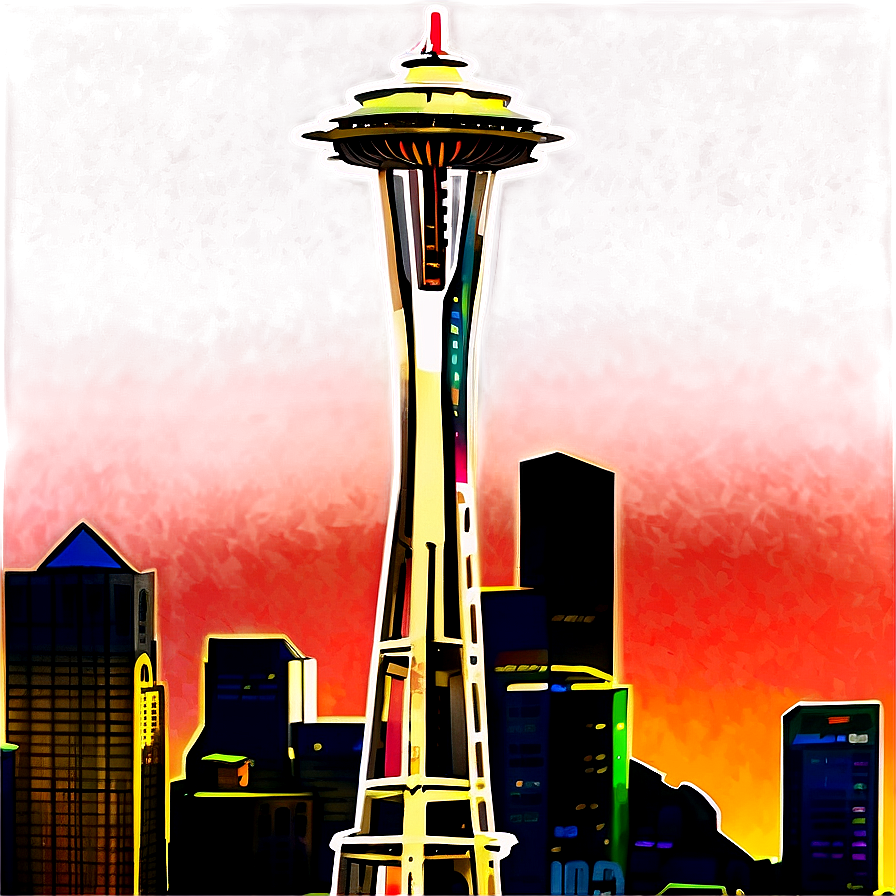 Seattle Skyline With Glowing Sunset Png 06252024 PNG