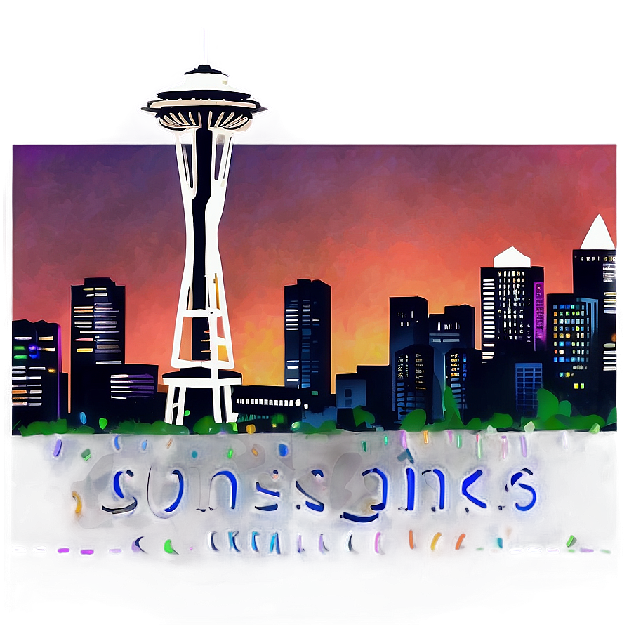Seattle Skyline With Glowing Sunset Png 84 PNG