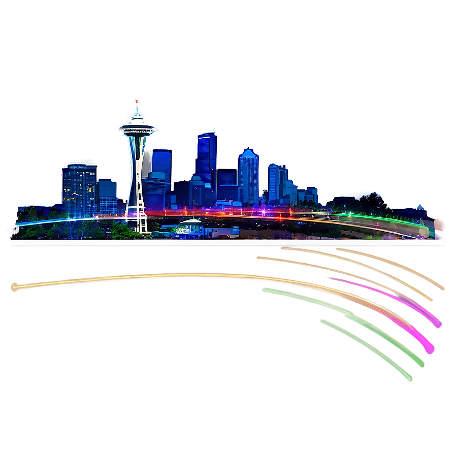 Seattle Skyline With Light Trails Png 06252024 PNG