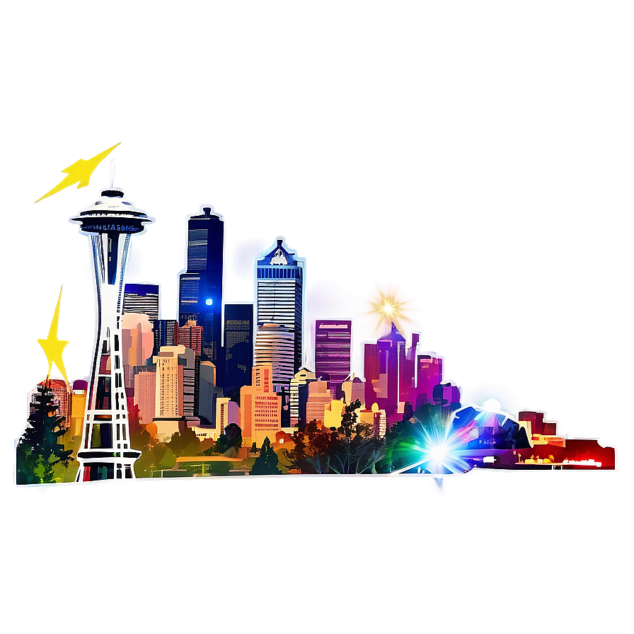 Seattle Skyline With Light Trails Png 52 PNG