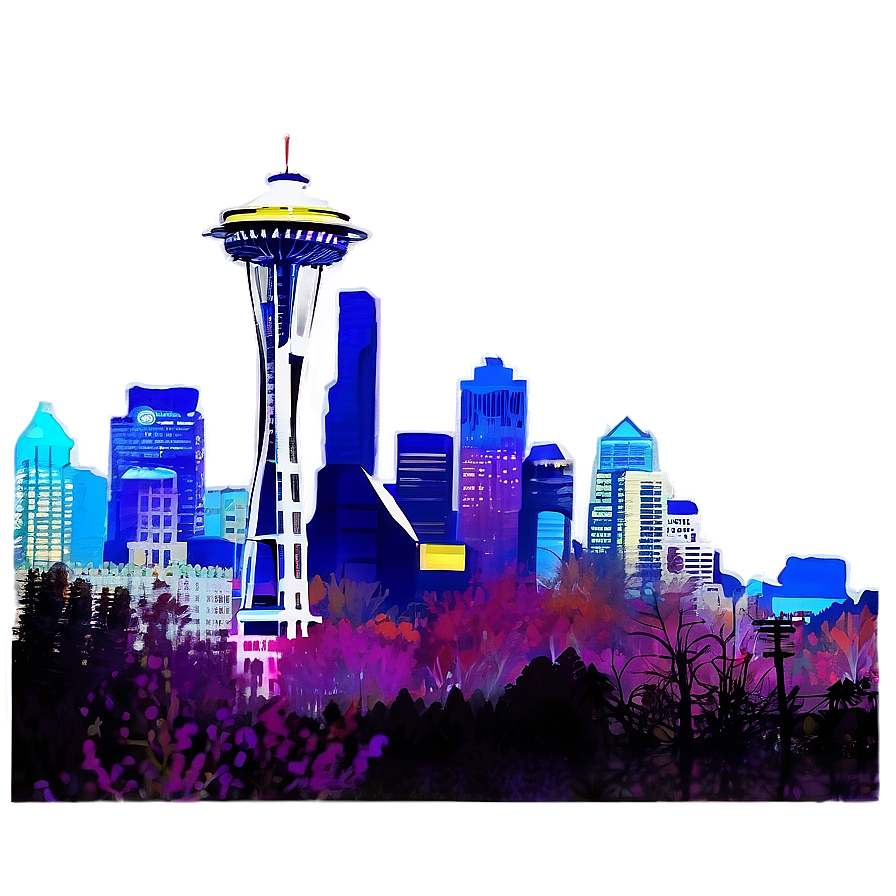 Seattle Skyline With Light Trails Png Nyt96 PNG
