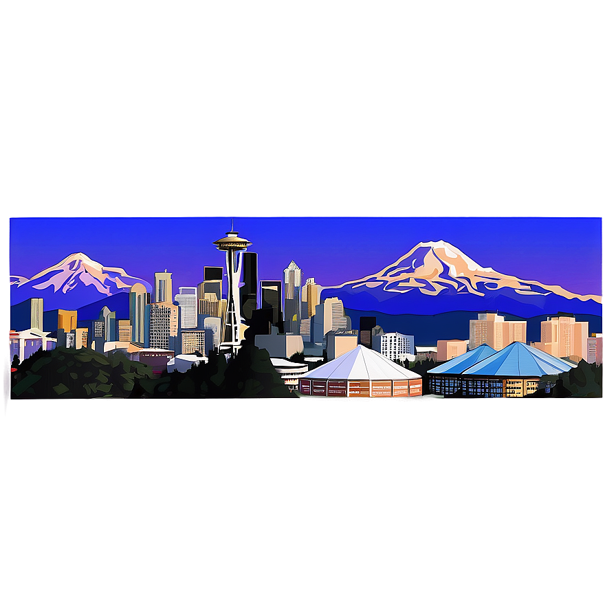 Seattle Skyline With Olympic Mountains Png Byd72 PNG