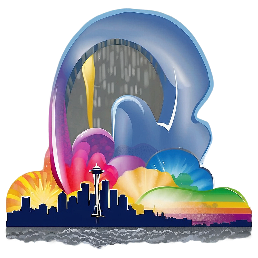 Seattle Skyline With Rainbow Png 94 PNG