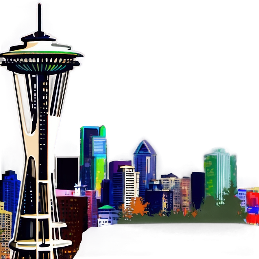 Seattle Skyline With Space Needle Png Aef PNG