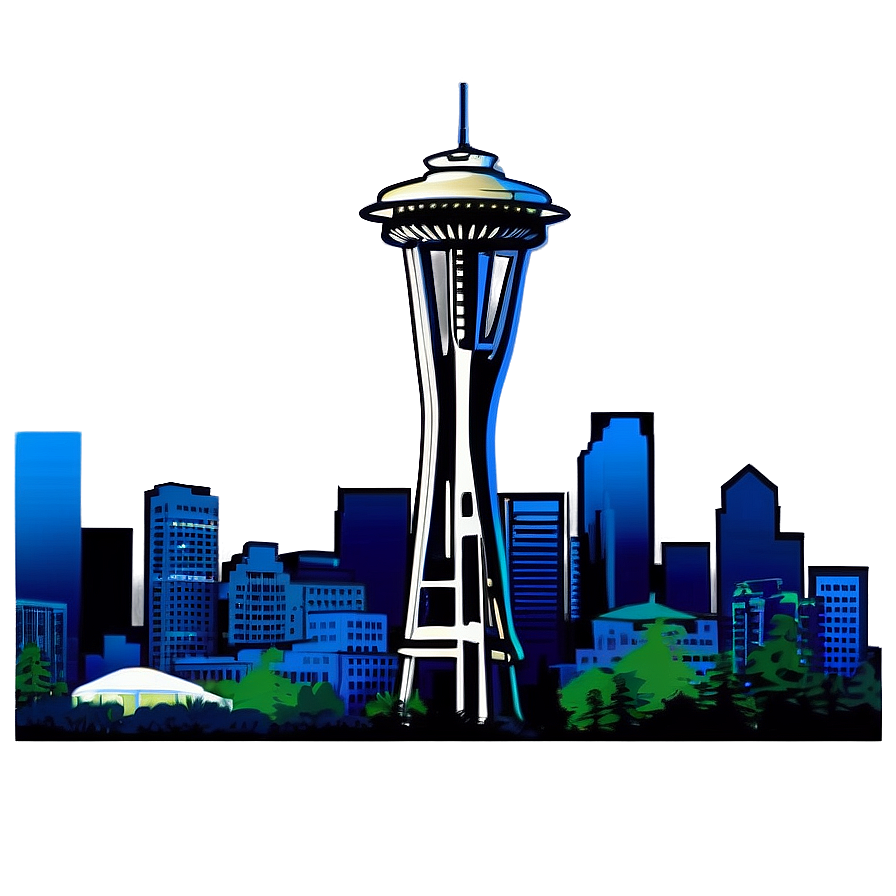 Seattle Skyline With Space Needle Png Gkt PNG