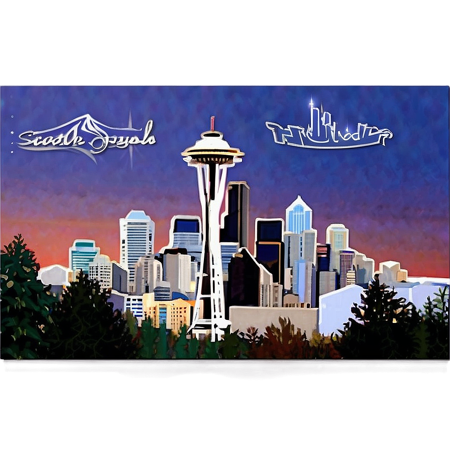 Seattle Skyline With Space Needle Png Lds26 PNG