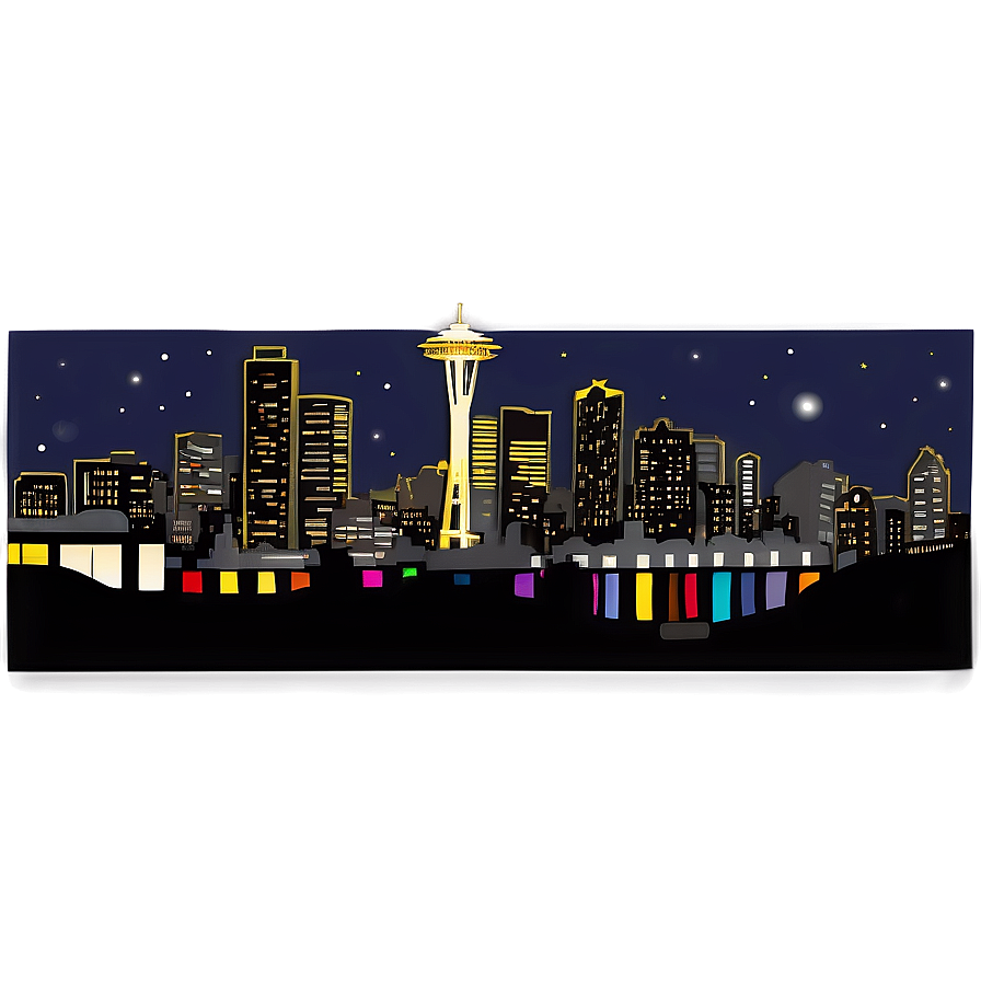 Seattle Skyline With Starry Night Png Ifa30 PNG