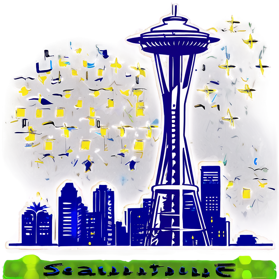 Seattle Skyline With Starry Night Png Wov PNG