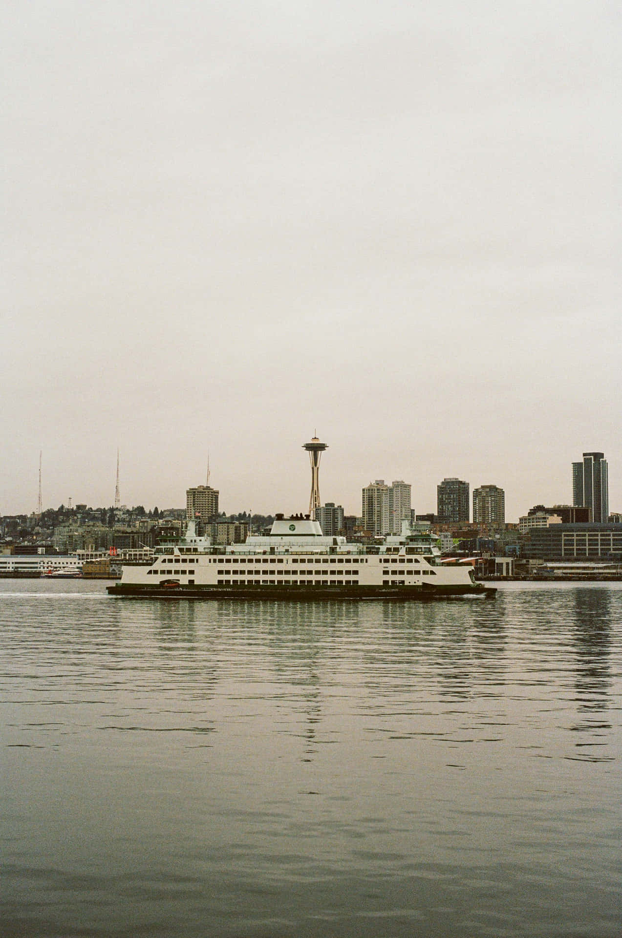 Seattle Skylinewith Ferryand Space Needle Wallpaper