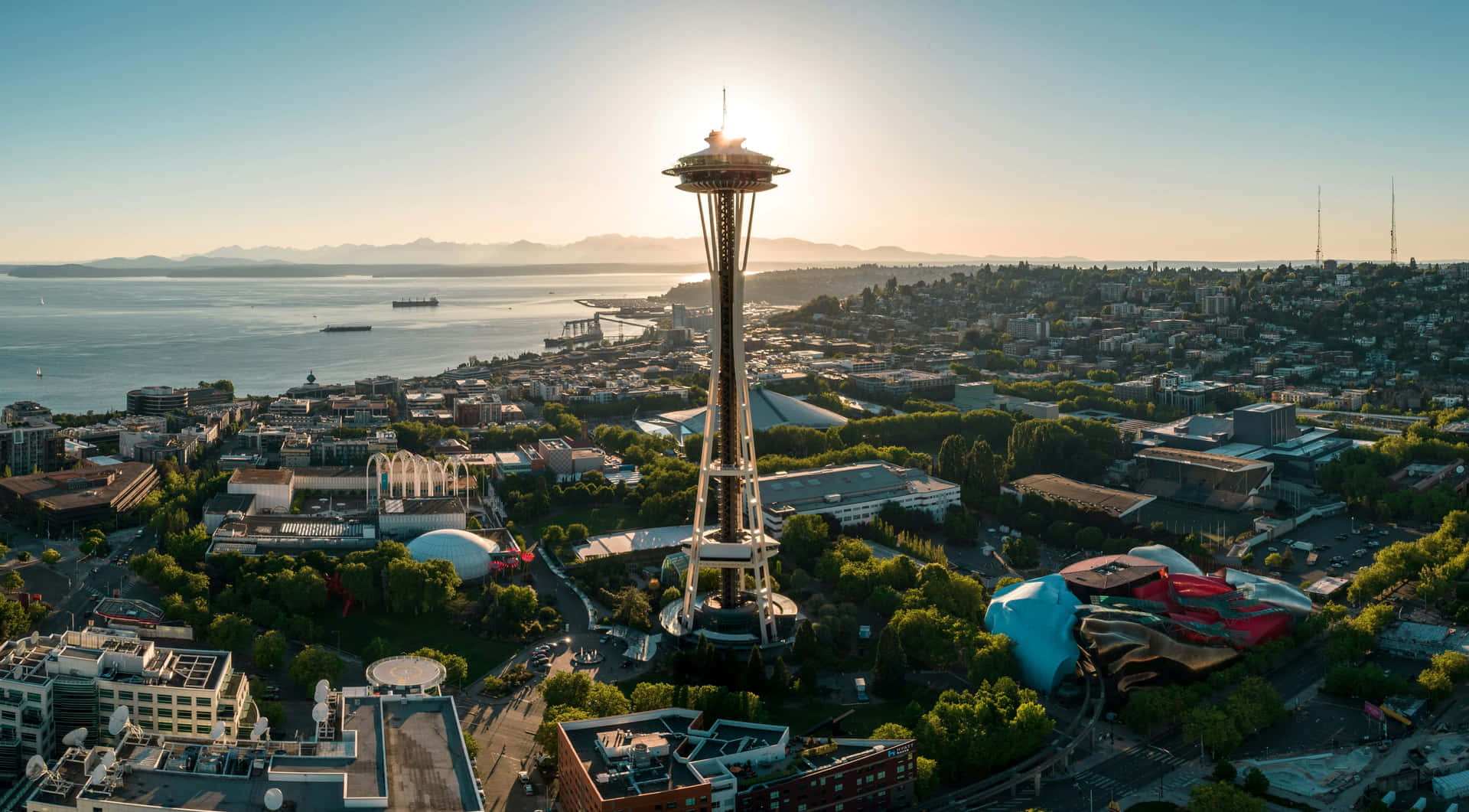 Seattle Space Needle Aerial View Wallpaper