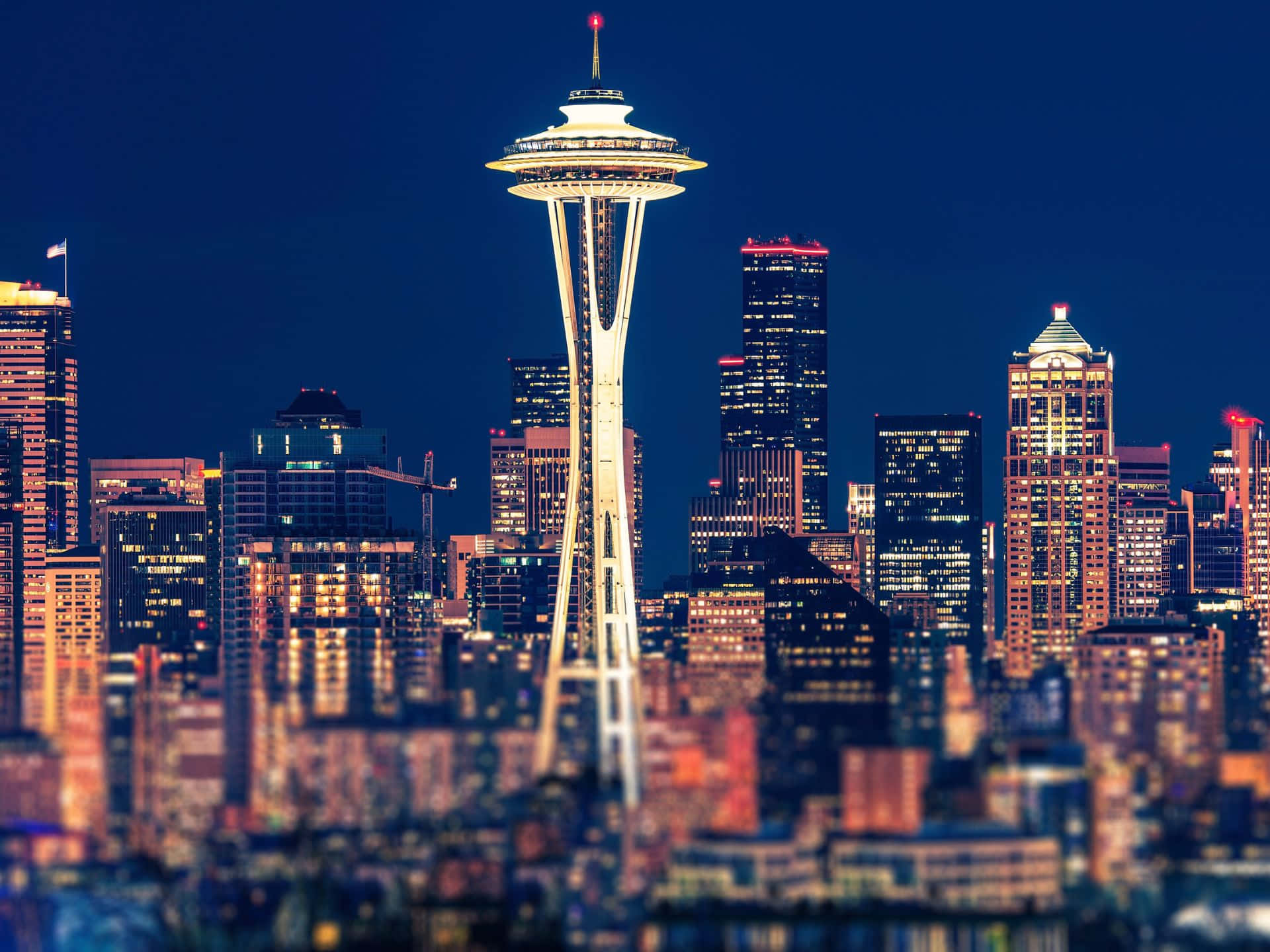 Seattle Space Needle Night Skyline Wallpaper