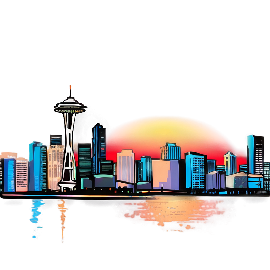Seattle Urban Skyline Sketch Png 06252024 PNG