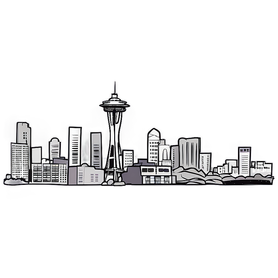 Seattle Urban Skyline Sketch Png Mws88 PNG