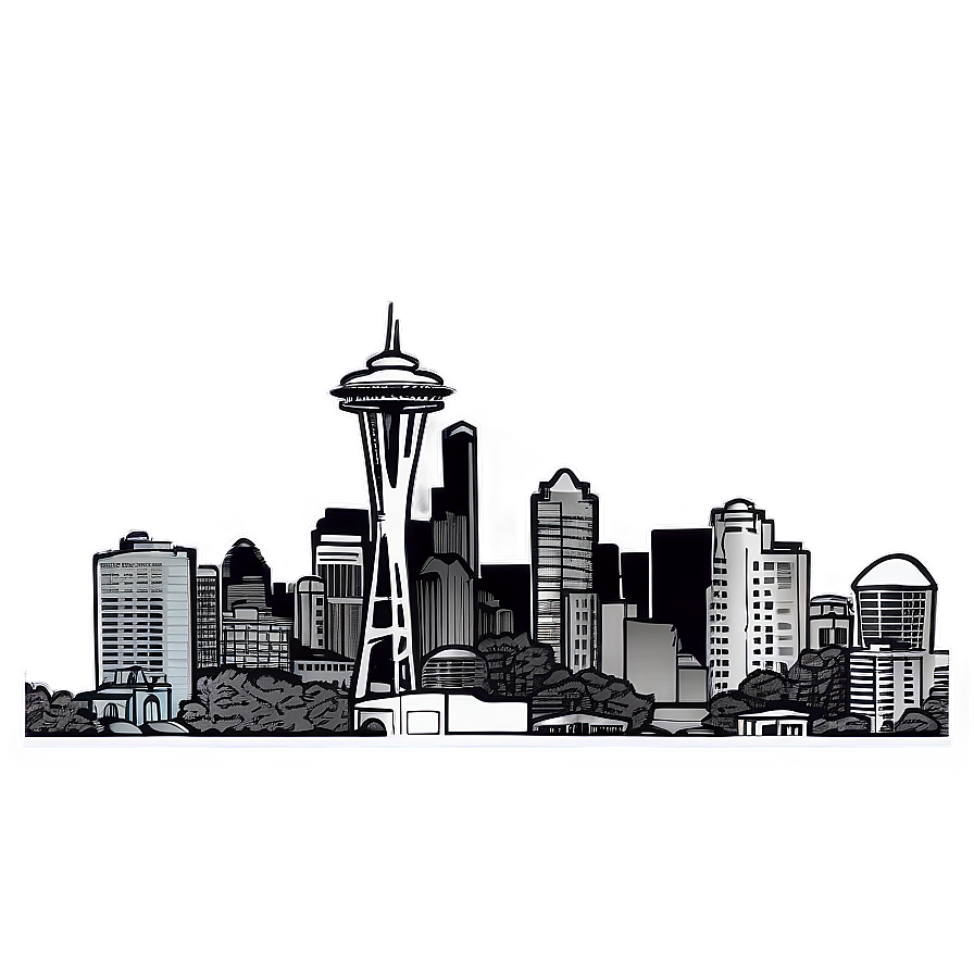 Seattle Urban Skyline Sketch Png Vsl PNG