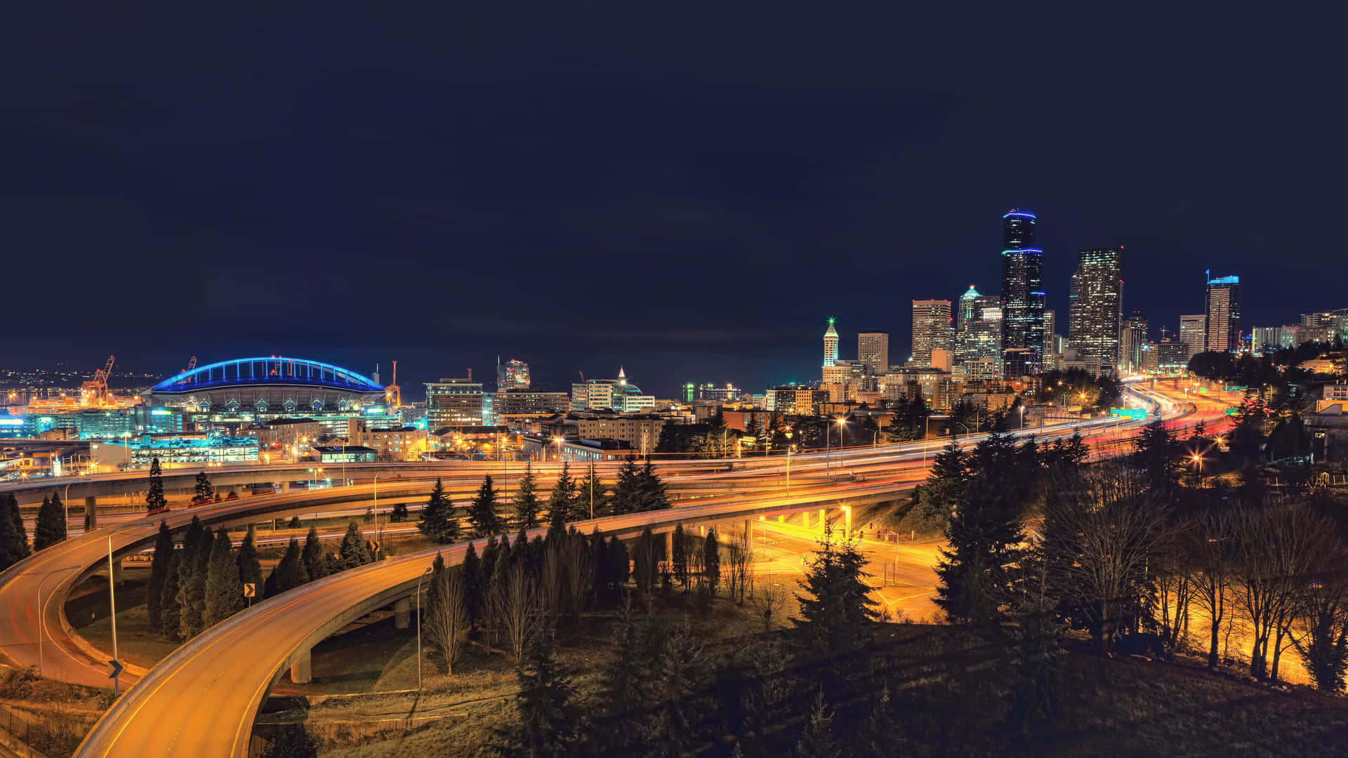 Godendosii Vivaci Panorami Di Seattle Sfondo