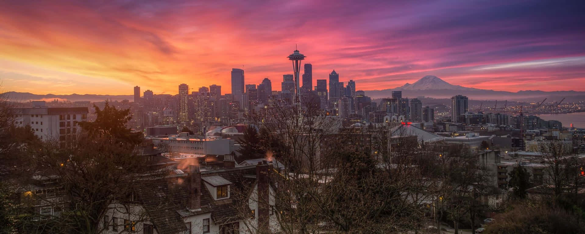 Ilbellissimo Skyline Di Seattle, Washington Sfondo