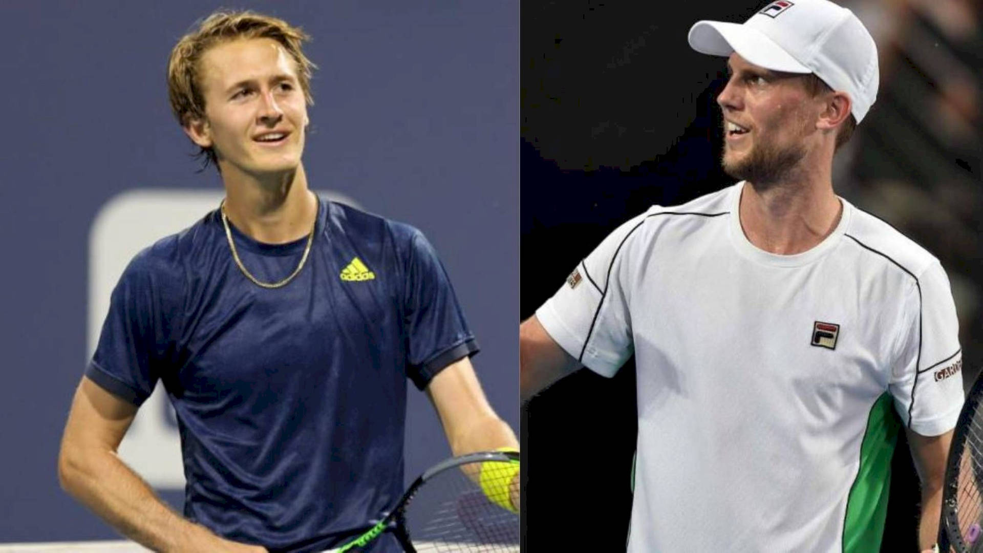 Andreasseppi E Sebastian Korda Impegnati In Una Partita Di Tennis Competitiva. Sfondo