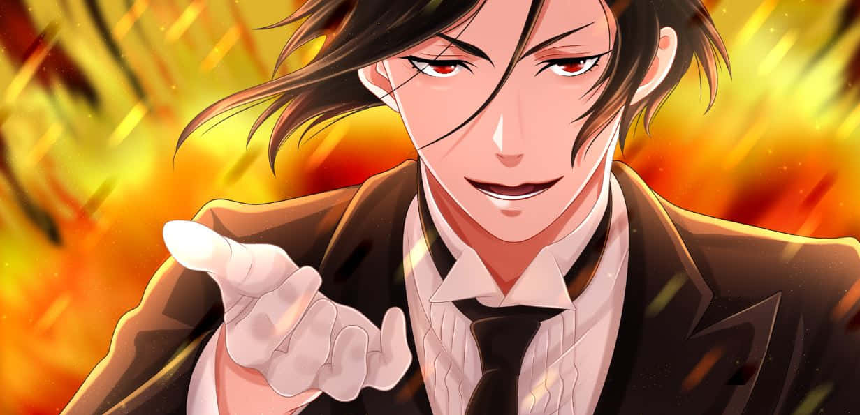 Enigmatic Sebastian Michaelis in action Wallpaper