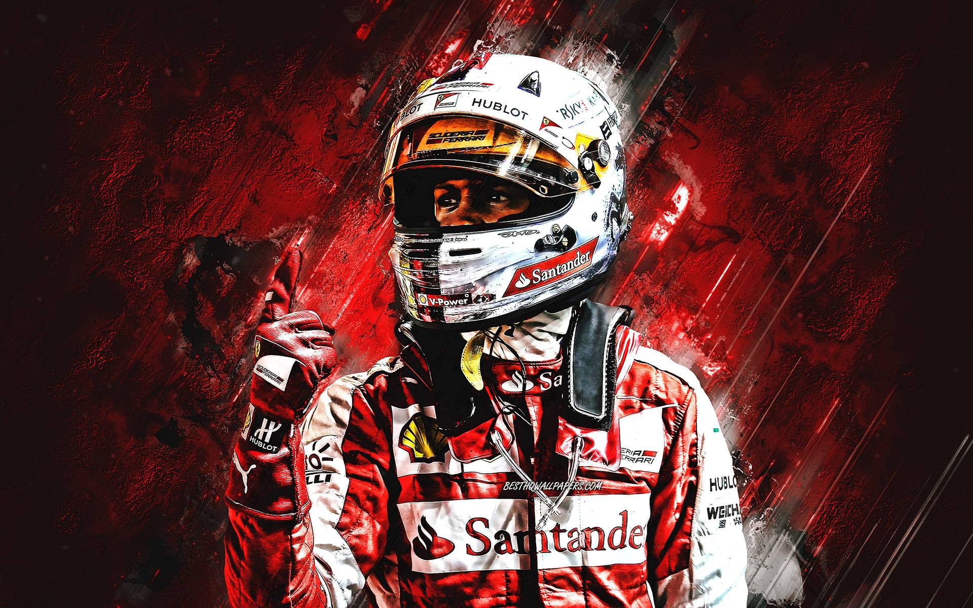 Sebastian Vettel Red Textured Background Wallpaper