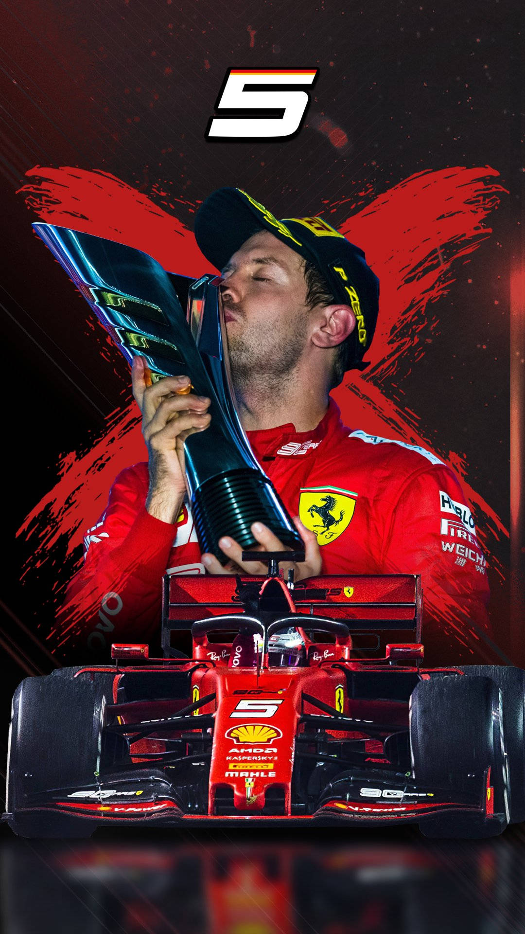 Sebastian Vettel With Trophy Edit Wallpaper