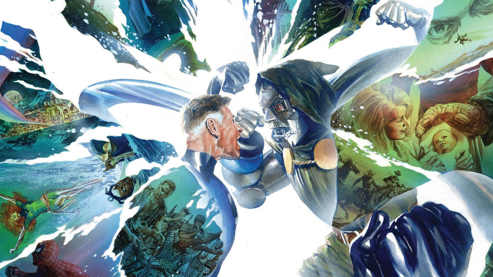 Intense Battle Unfolding in Marvel's Secret Wars Wallpaper