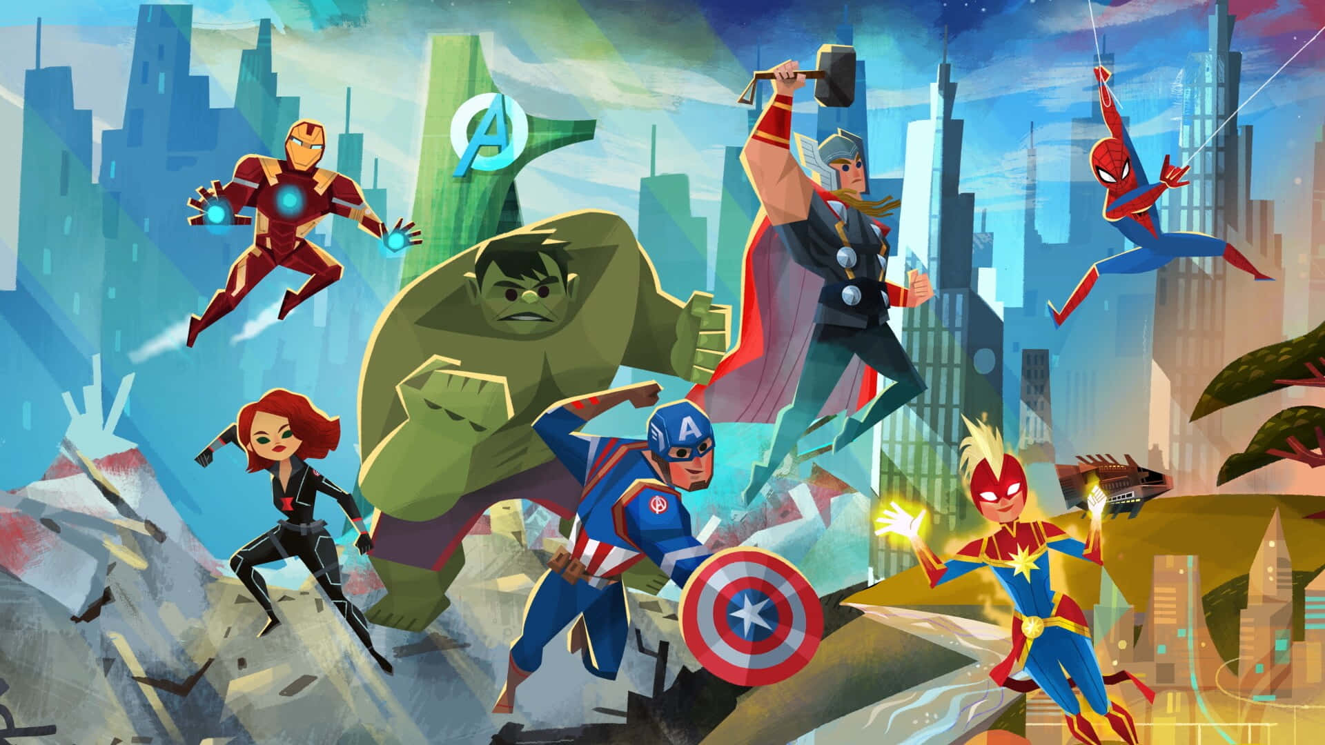 Caption: Marvel's Greatest Heroes and Villains Clash in Secret Wars Wallpaper