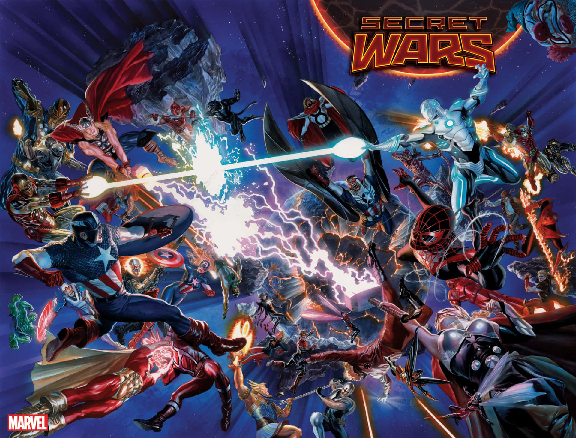 Exciting Collision of Heroes - Secret Wars Comic Universe Wallpaper