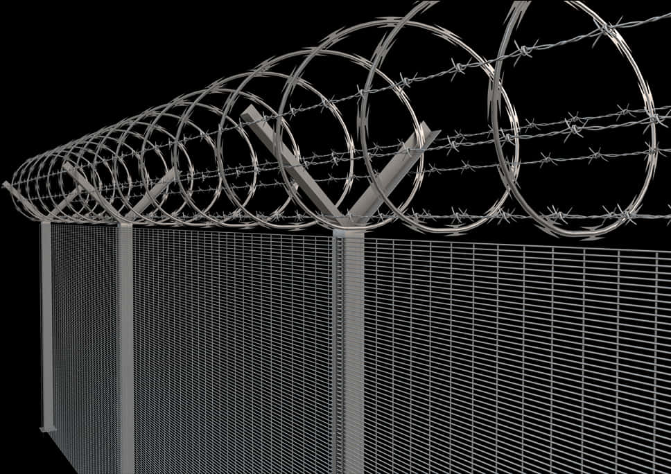 Security Fencewith Barbed Wire PNG