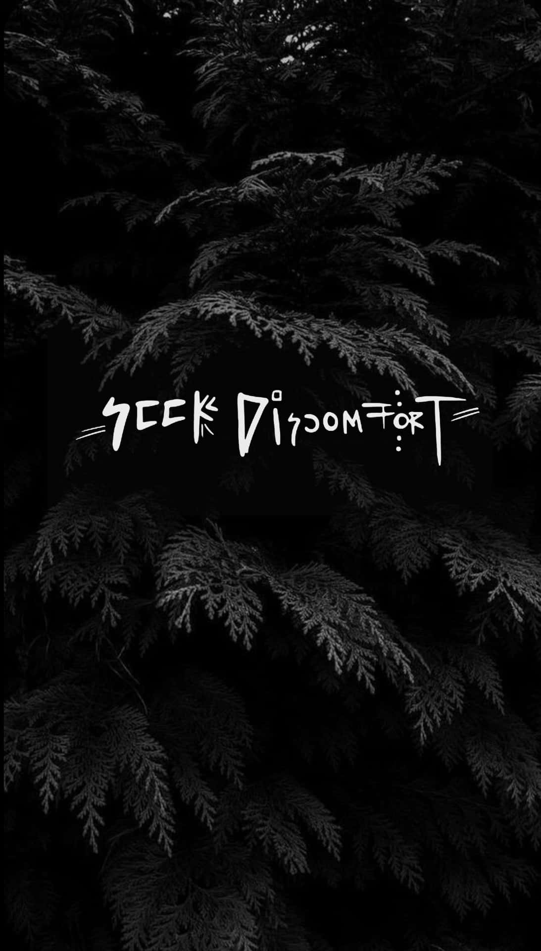 A Black And White Image Of A Tree With The Words'seek Discord' Wallpaper