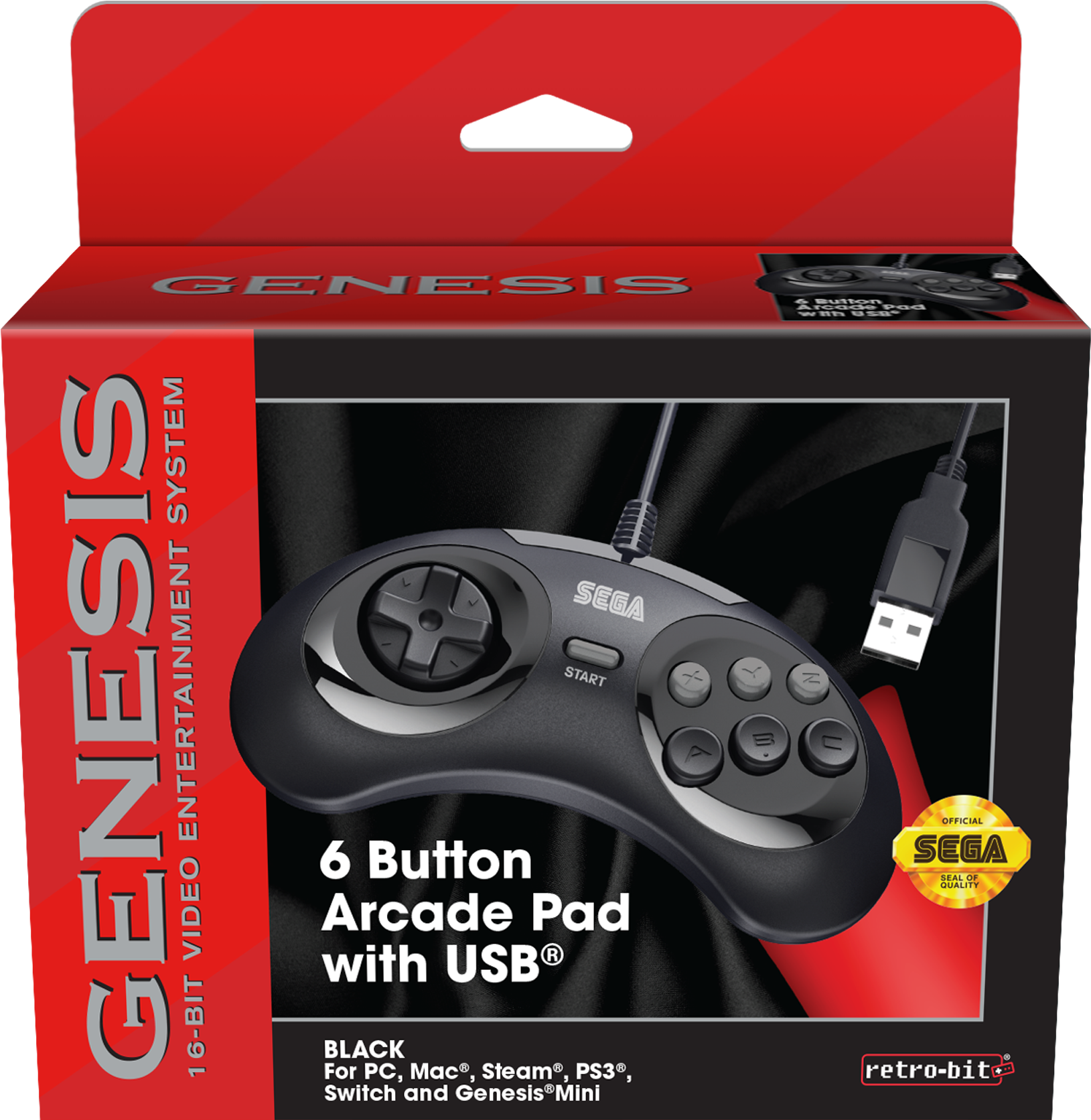 Sega Genesis6 Button Arcade Pad Packaging PNG