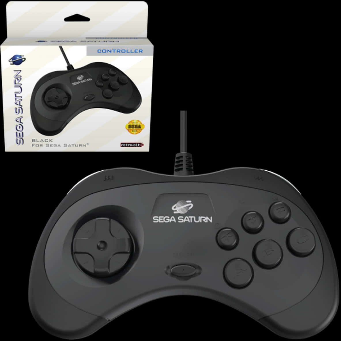 Sega Saturn Controller Black Packaging PNG