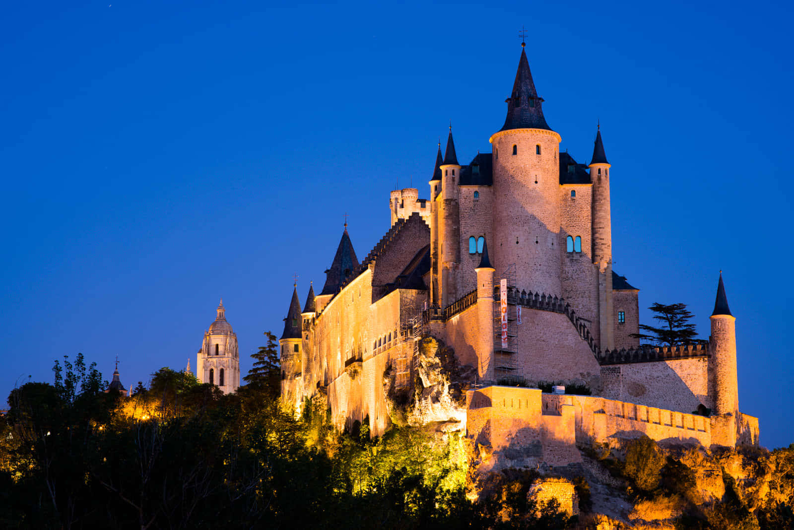 Segovia Castle Blue Night Sky Wallpaper