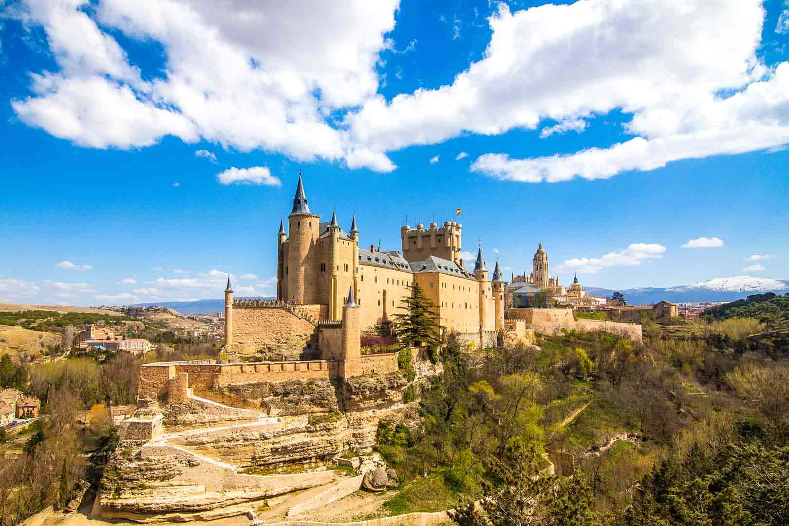 Segovia Castle On Top Rock Formation Wallpaper