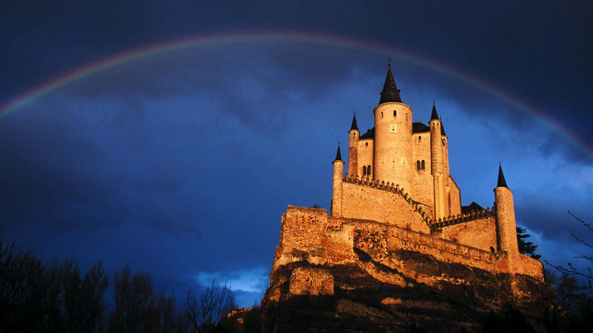 Segovia Castle With Rainbow Wallpaper
