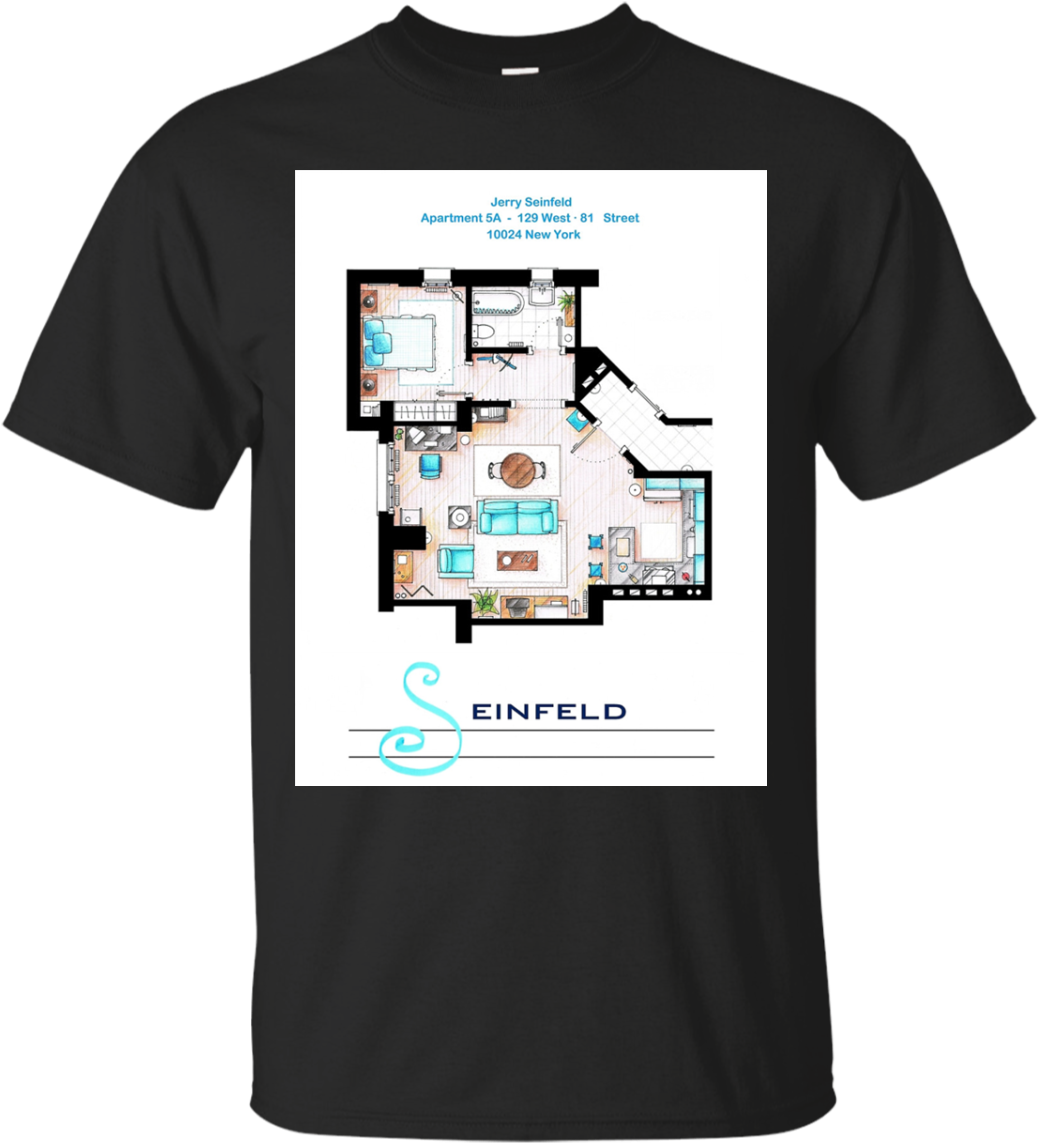 Seinfeld Apartment Blueprint T Shirt Design PNG