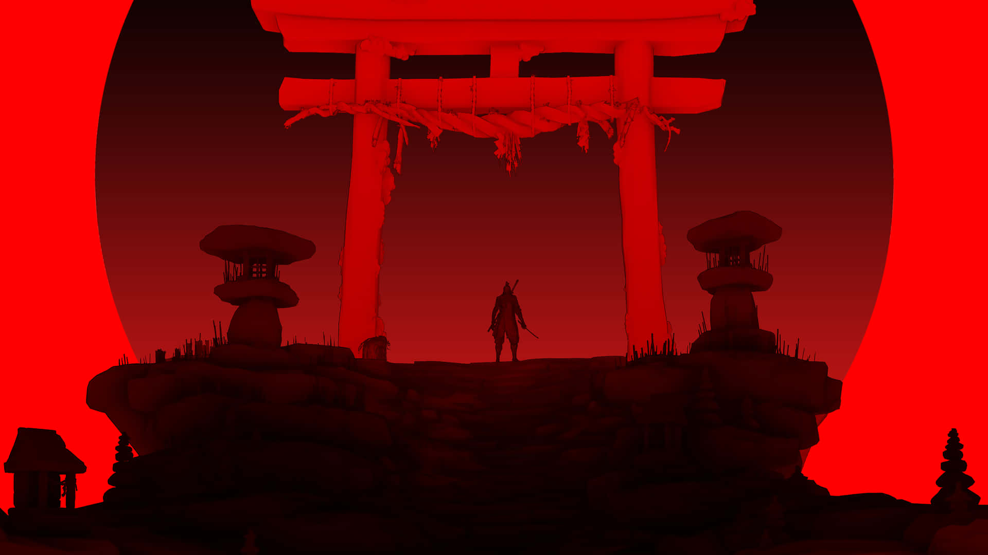 Sekiro Red Silhouette Torii Gate Wallpaper
