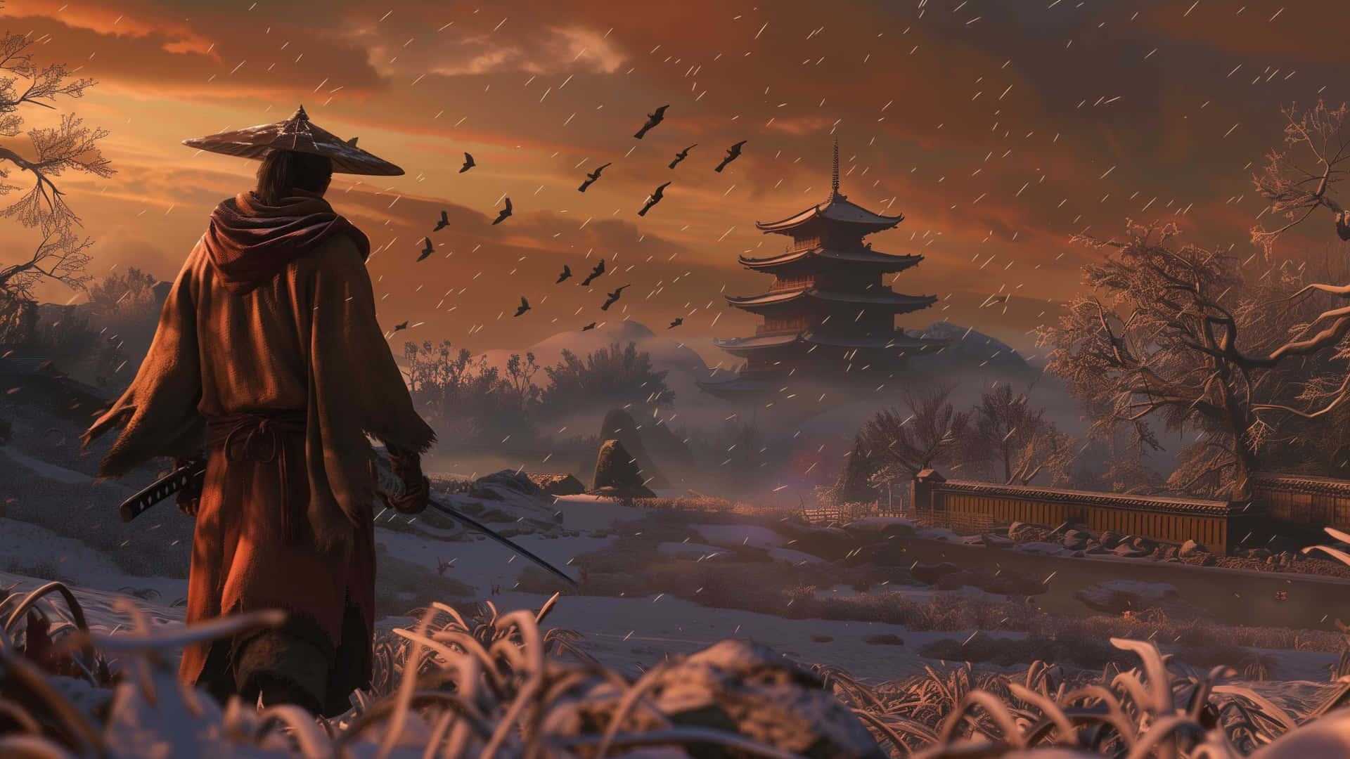 Sekiro Sunset Samurai4 K Wallpaper
