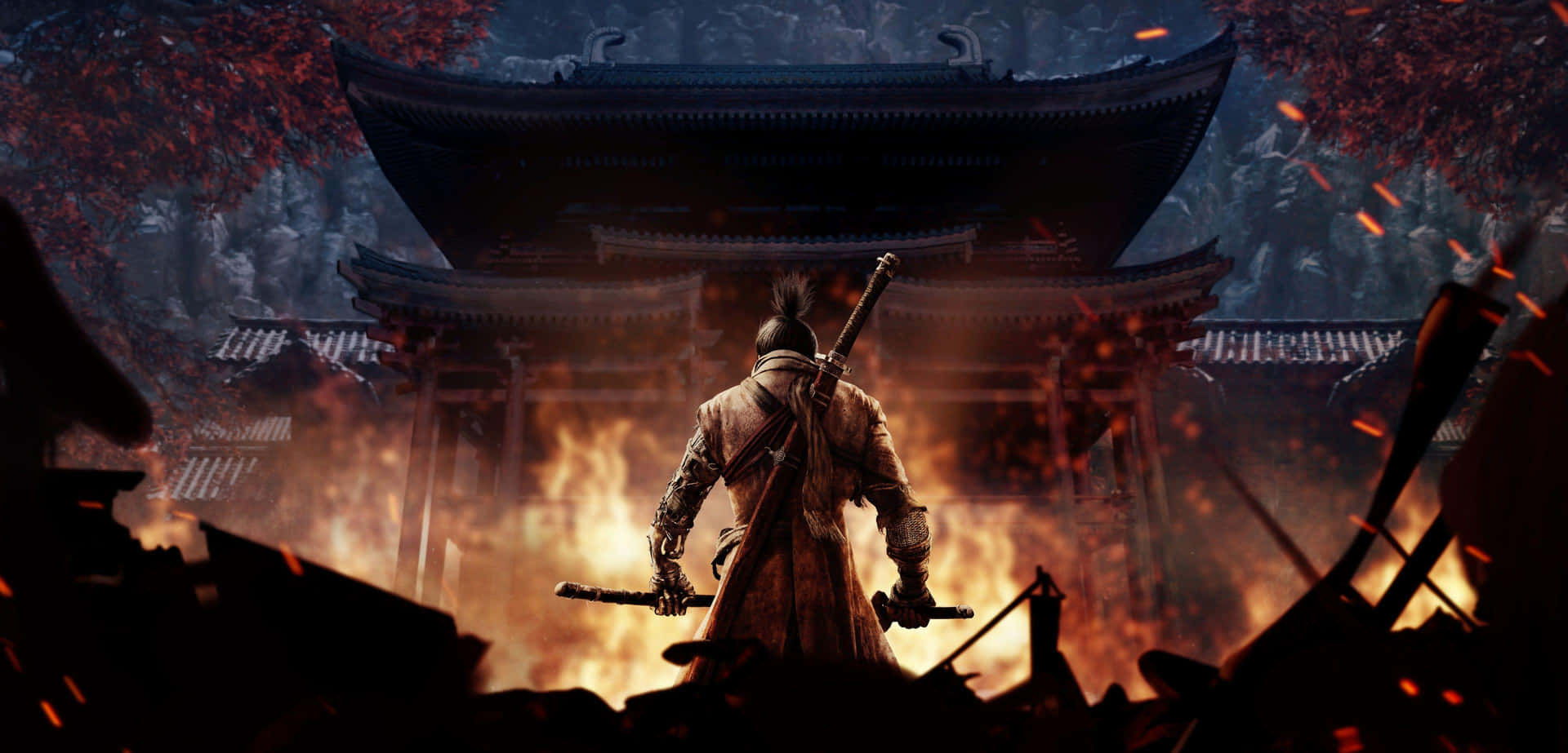 Sekiro Warrior Before Burning Temple4 K Wallpaper