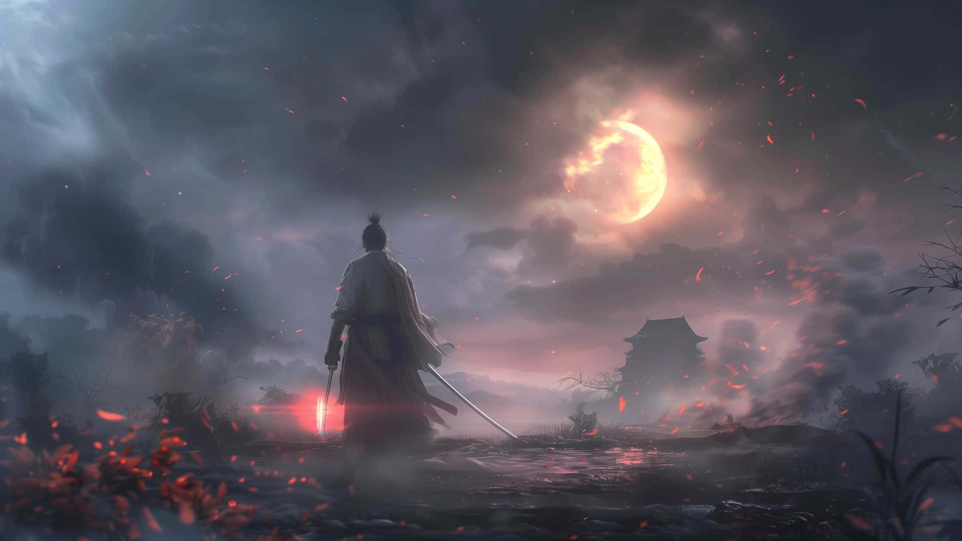 Sekiro Warrior Beneath Eclipse Wallpaper