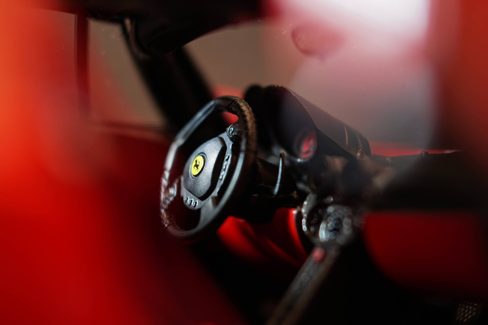 Selective Focus Ferrari Interior Wallpaper