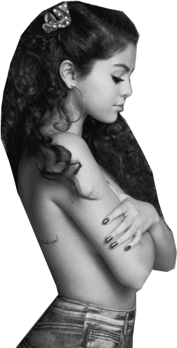 Selena Black And White Portrait PNG