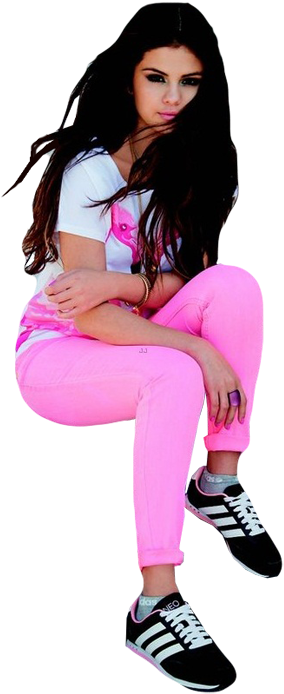 Selena Gomez Pink Outfit Pose PNG