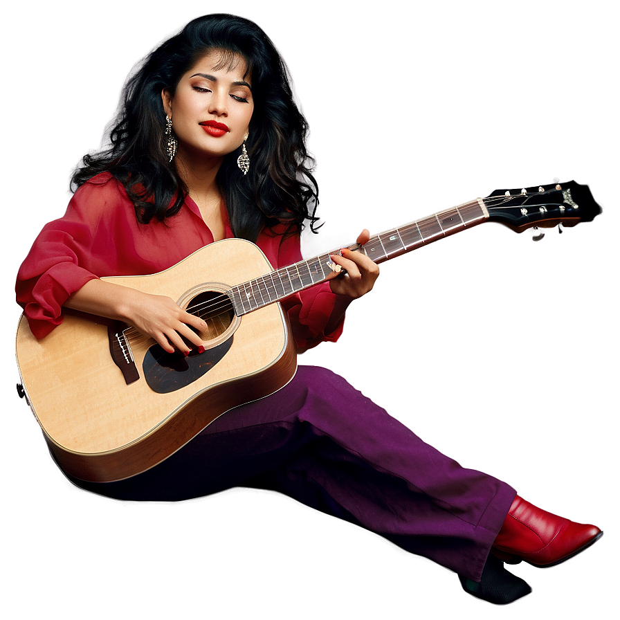 Selena Quintanilla Guitar Strumming Image Png 68 PNG