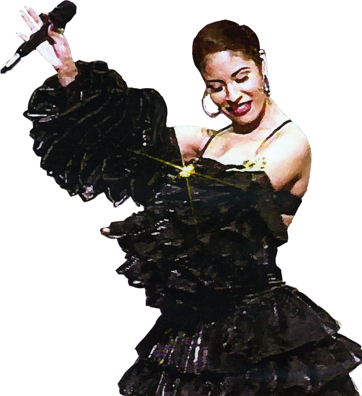 Selena Quintanilla Performingin Black Dress PNG