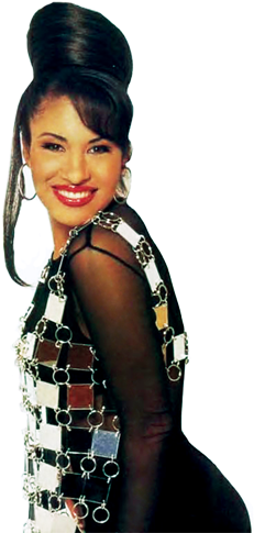 Selena Quintanilla Smilingin Metallic Outfit PNG