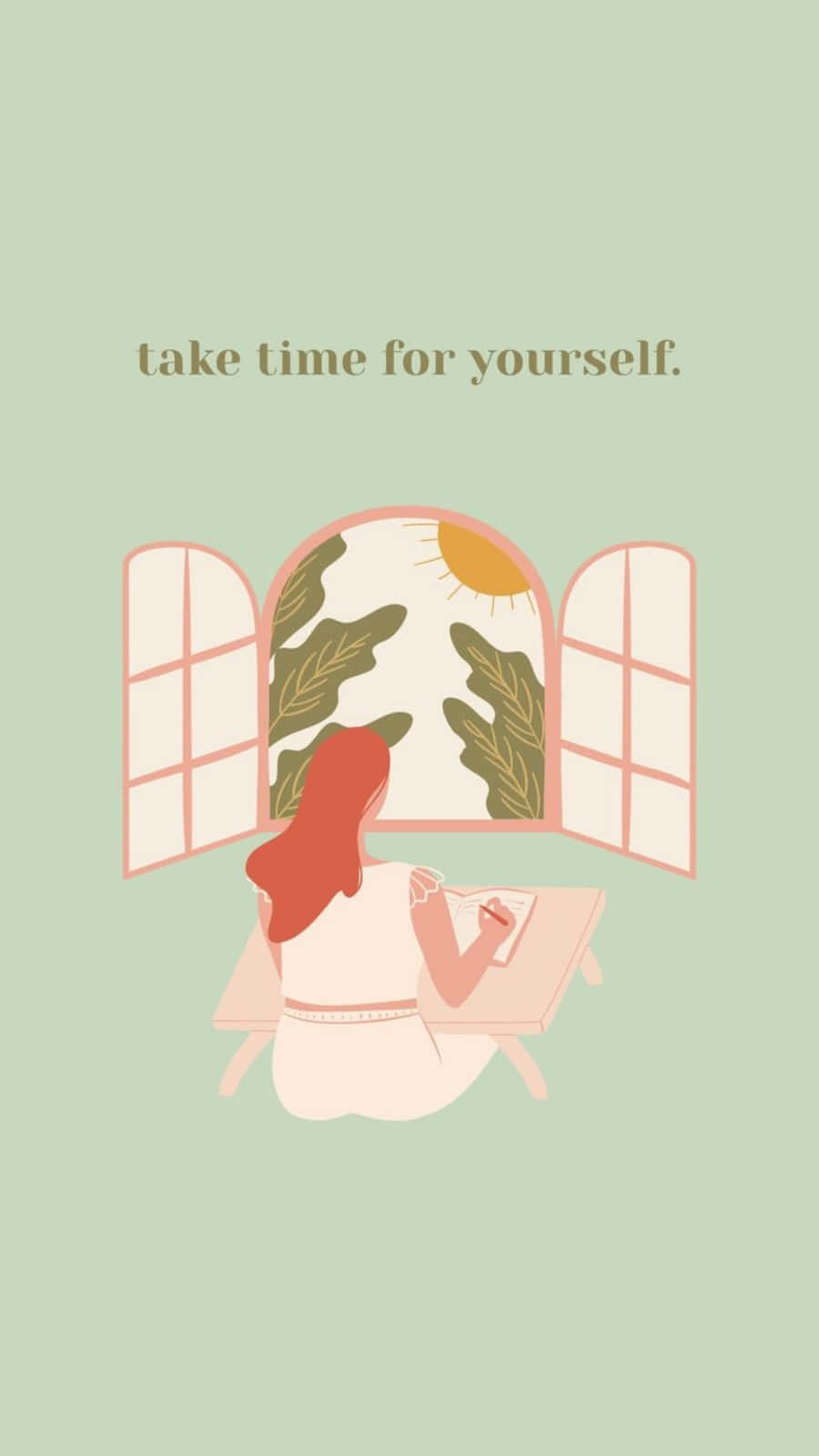 Self Care Window Illustration Wallpaper