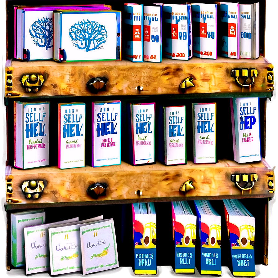 Self-help Books Shelf Png Wfc48 PNG