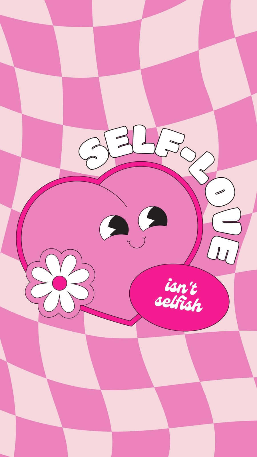 Self Love Heart Cartoon Aesthetic Wallpaper