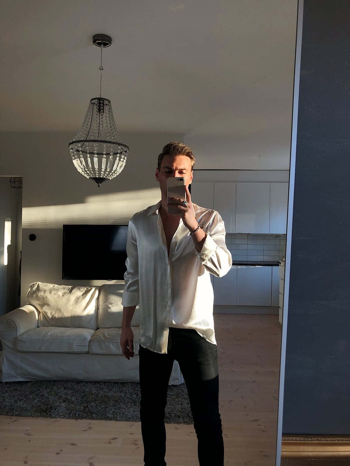 Long Mirror Selfie Man Picture